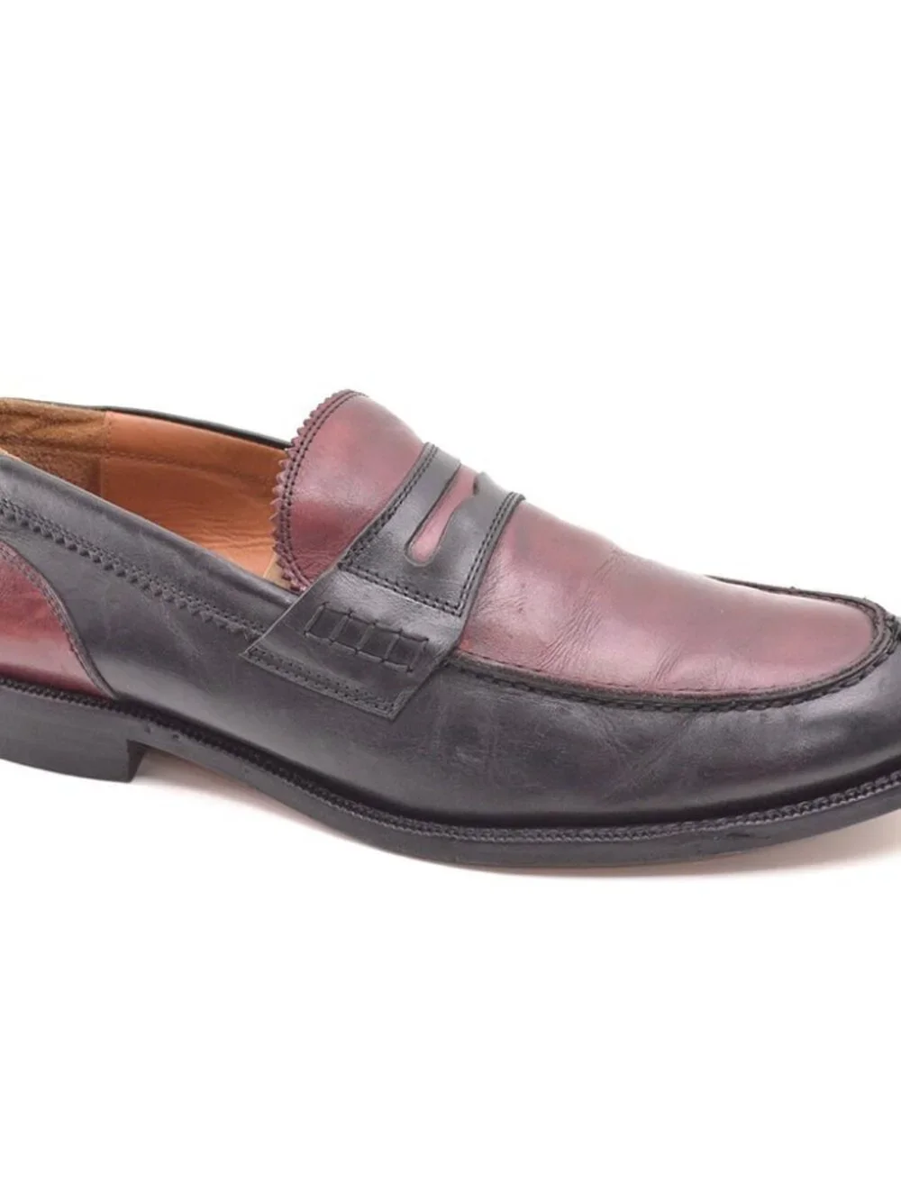 Men Paul Fredrick Glenn Black Wine Penny Loafers 12 M